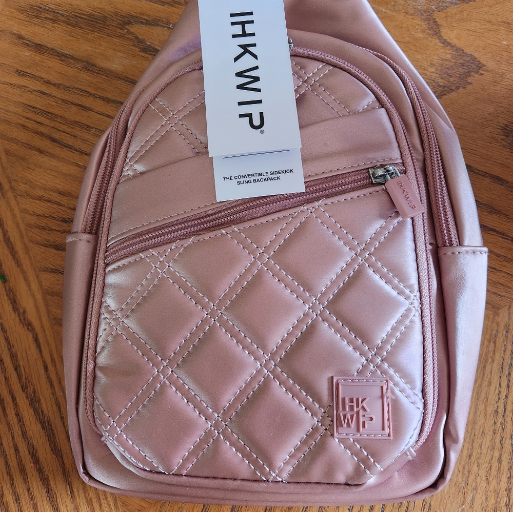 Luxurious Pink Quilted Backpack with Tag